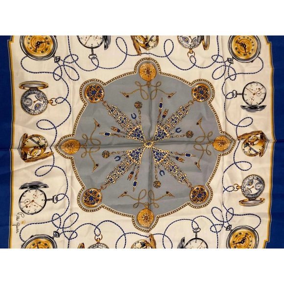 Authentic RARE! Rolex Geneve Swiss Vintage 90cm Silk Scarf - Picture 2 of 10